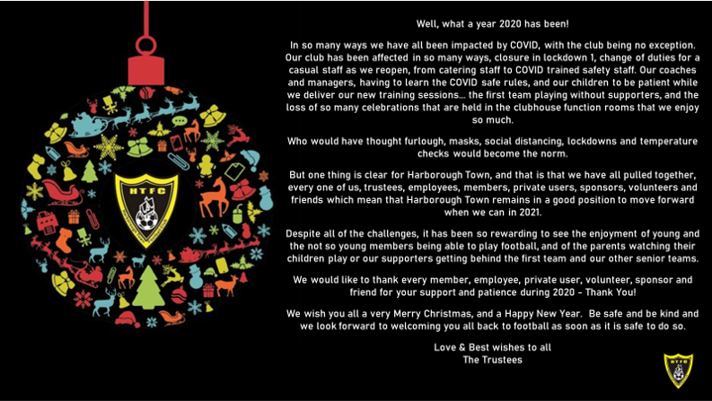 Our Christmas Message from Harborough Town Chair of Trustees